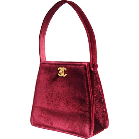 Chanel red velvet bag